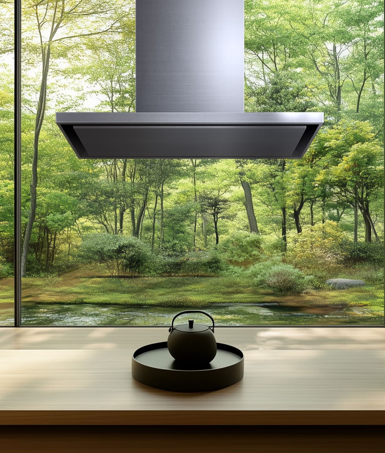 レンジフードとリビングの写真